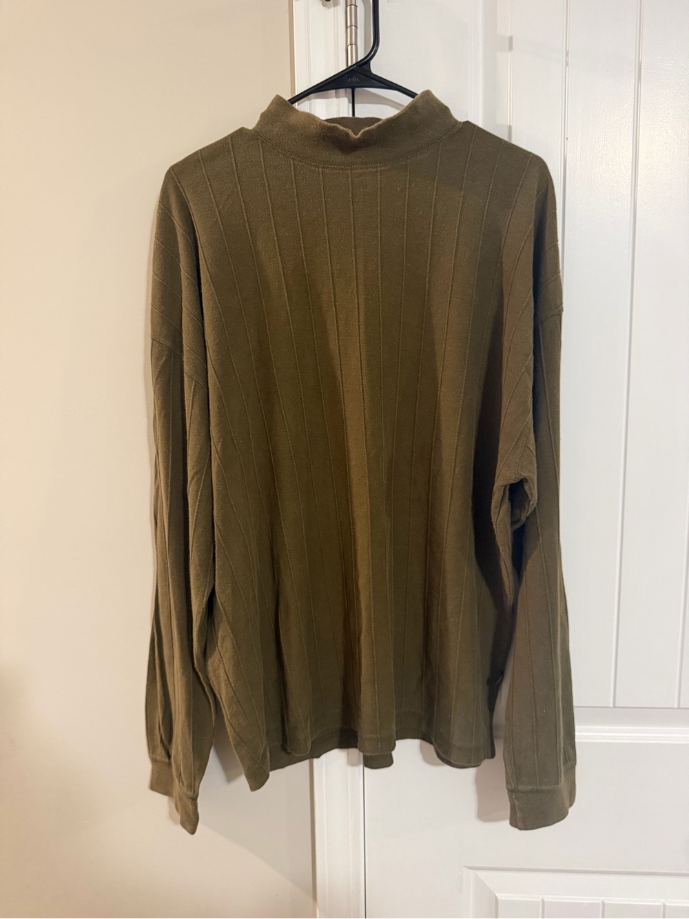 Vintage 90s Structure Olive Green Ribbed Mock Neck Sweater / Size L